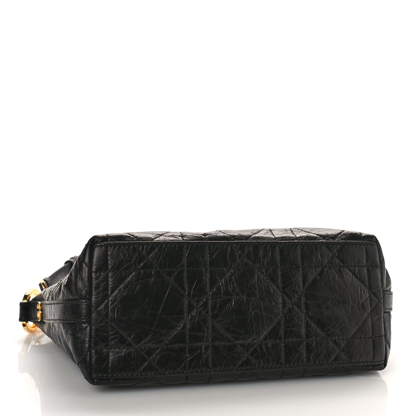 Crinkled Calfskin Macrocannage DiorStar Hobo Bag Black