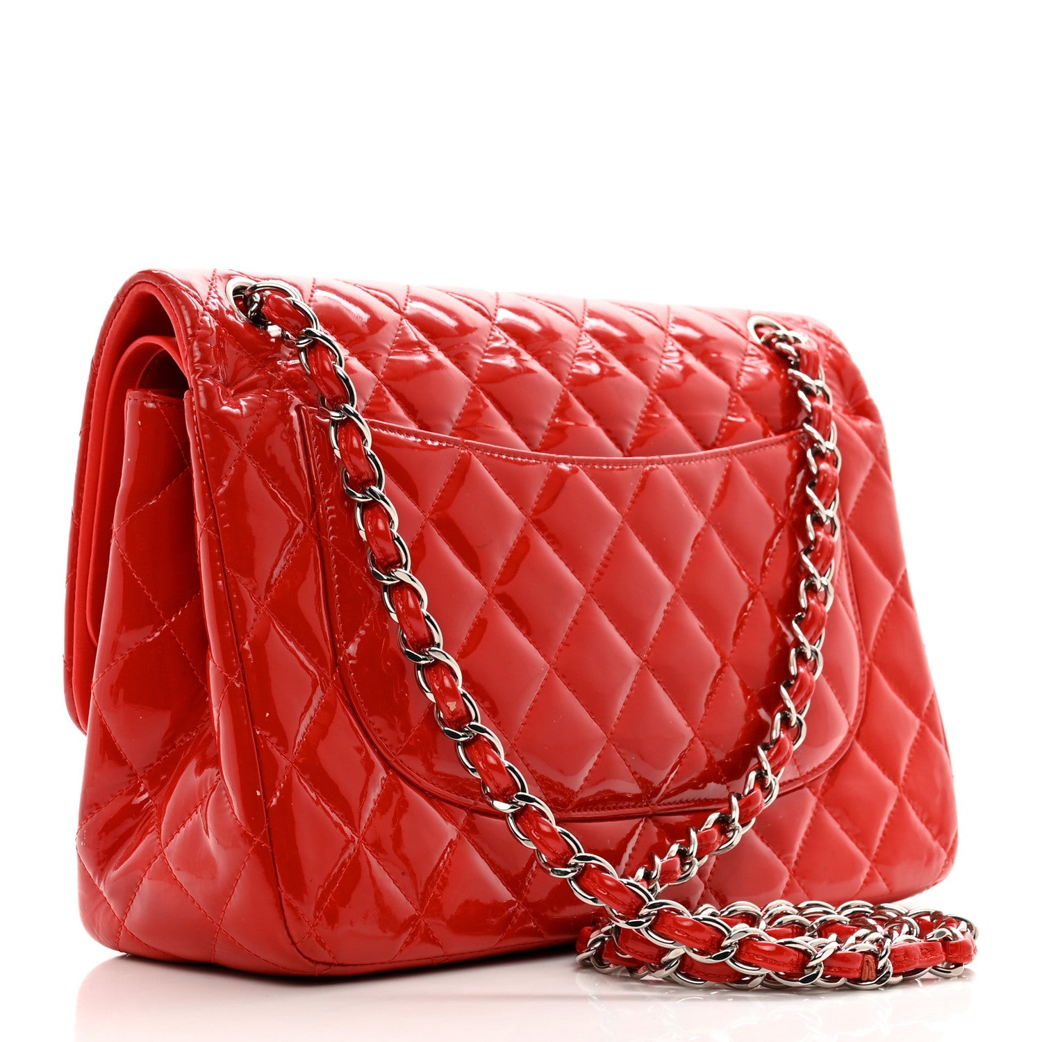 Chanel Patent Quilted Jumbo Double Flap Red 3 of 12