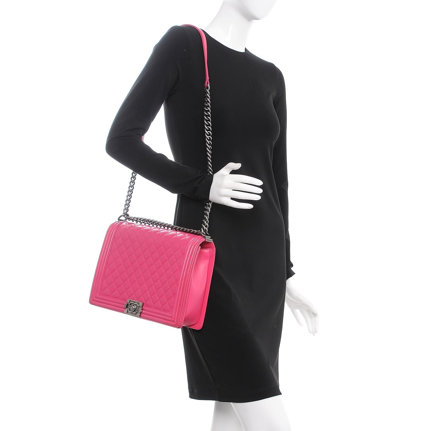 Chanel Lambskin Quilted Large Boy Flap Pink 2 of 11