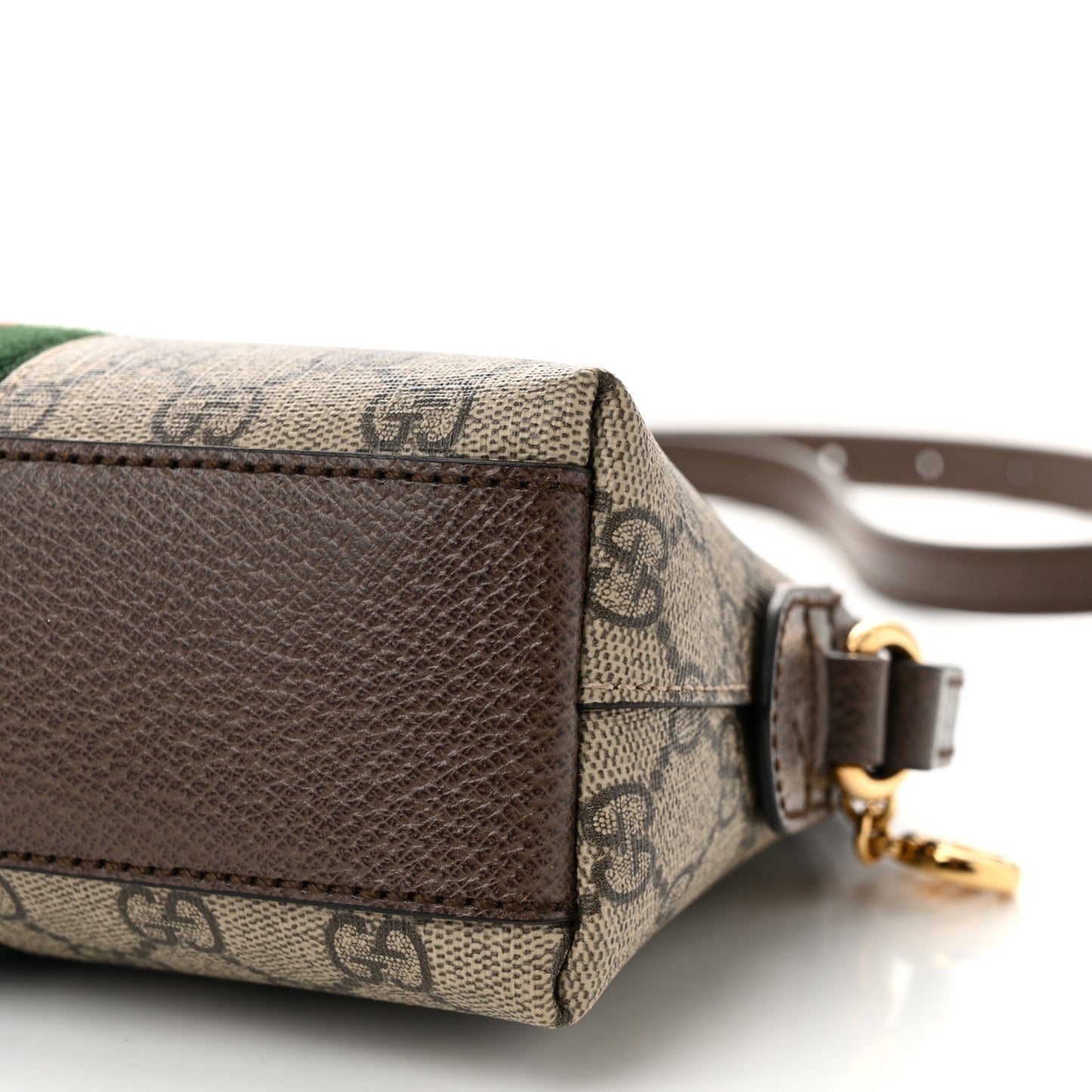 GG Supreme Monogram Textured Dollar Calfskin Web Small Ophidia Dome Shoulder Bag Beige Ebony New Acero