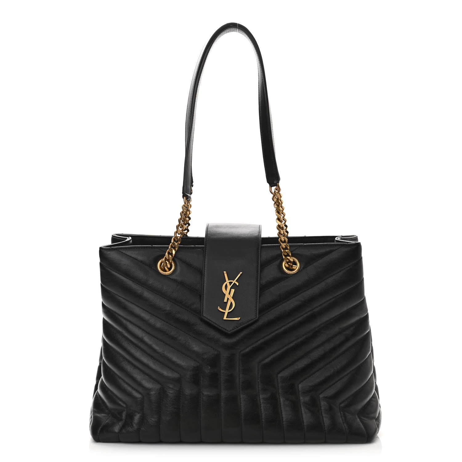 Saint Laurent Calfskin Y Quilted Monogram Large Loulou Shopper Black 1 of 10