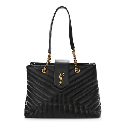 Saint Laurent Calfskin Y Quilted Monogram Large Loulou Shopper Black 1 of 10