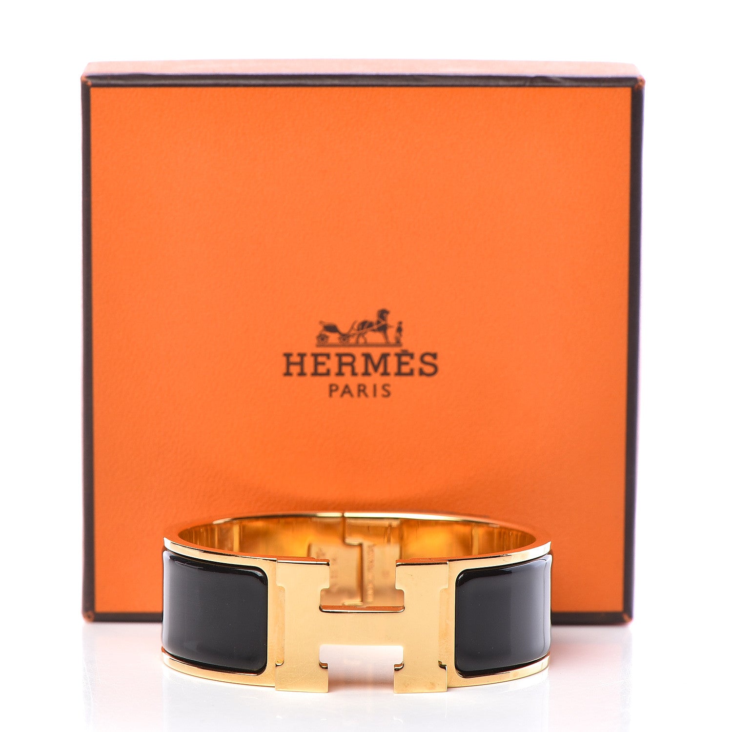 Hermes Enamel Wide Clic Clac H Bracelet GM Black 6 of 6