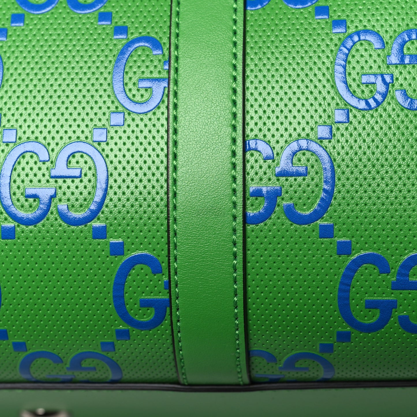 Calfskin GG Tennis Embossed Large Duffle Bag Joy Green Joy Blue