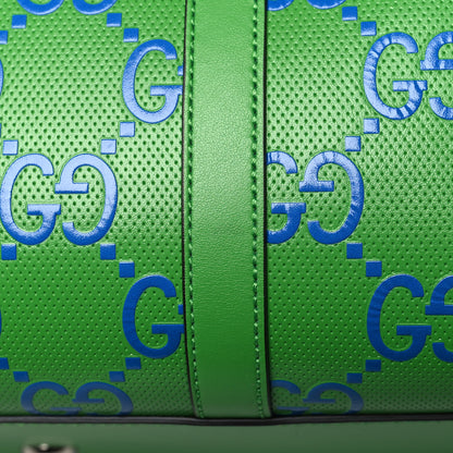 Gucci Calfskin GG Tennis Embossed Large Duffle Bag Joy Green Joy Blue 12 of 12