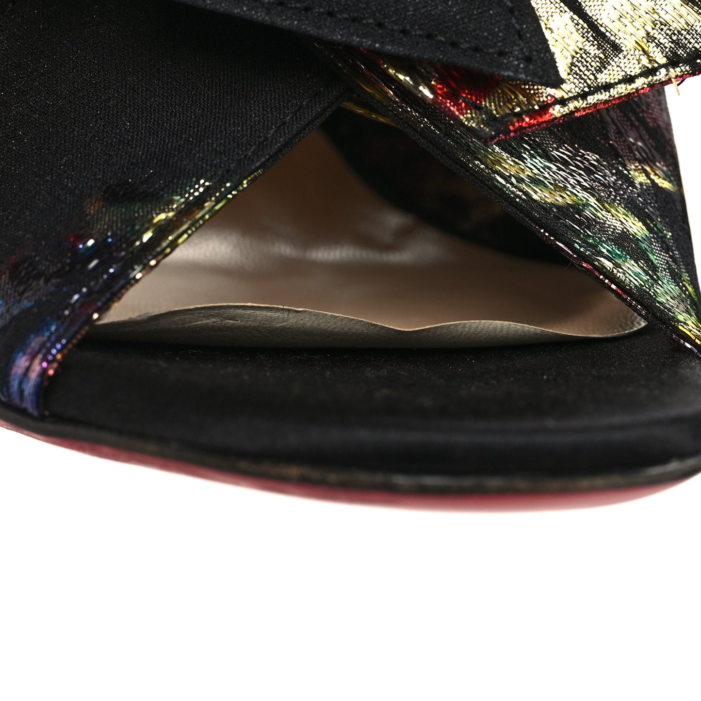 Metallic Brocade Bow Samouraissa 100 Mule Sandals 36.5 Black Multicolor