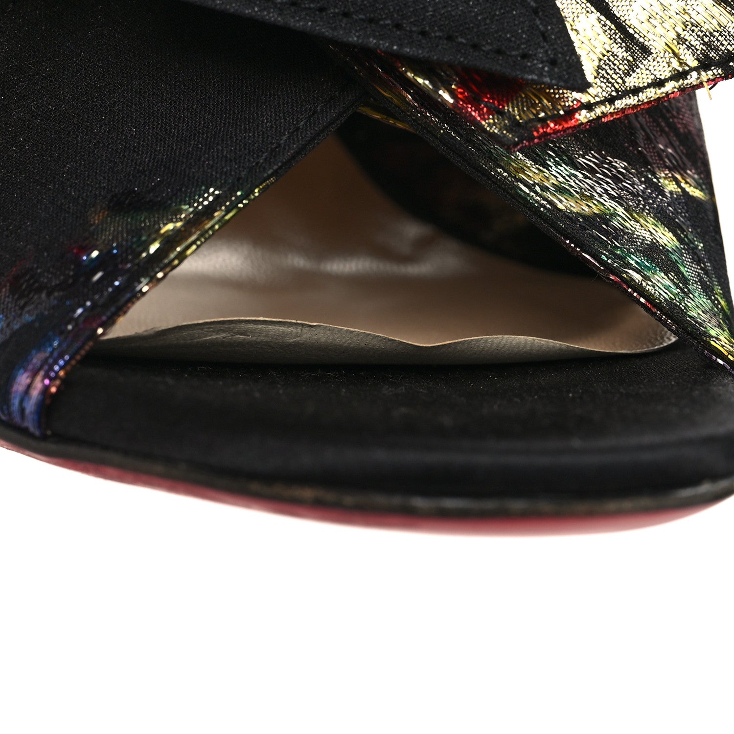 Christian Louboutin Metallic Brocade Bow Samouraissa 100 Mule Sandals 36.5 Black Multicolor 8 of 9