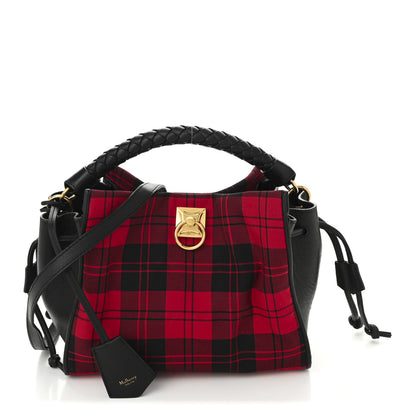 Mulberry Calfskin Tartan Cotton Canvas Small Iris Tote Black Red Multicolor 1 of 12