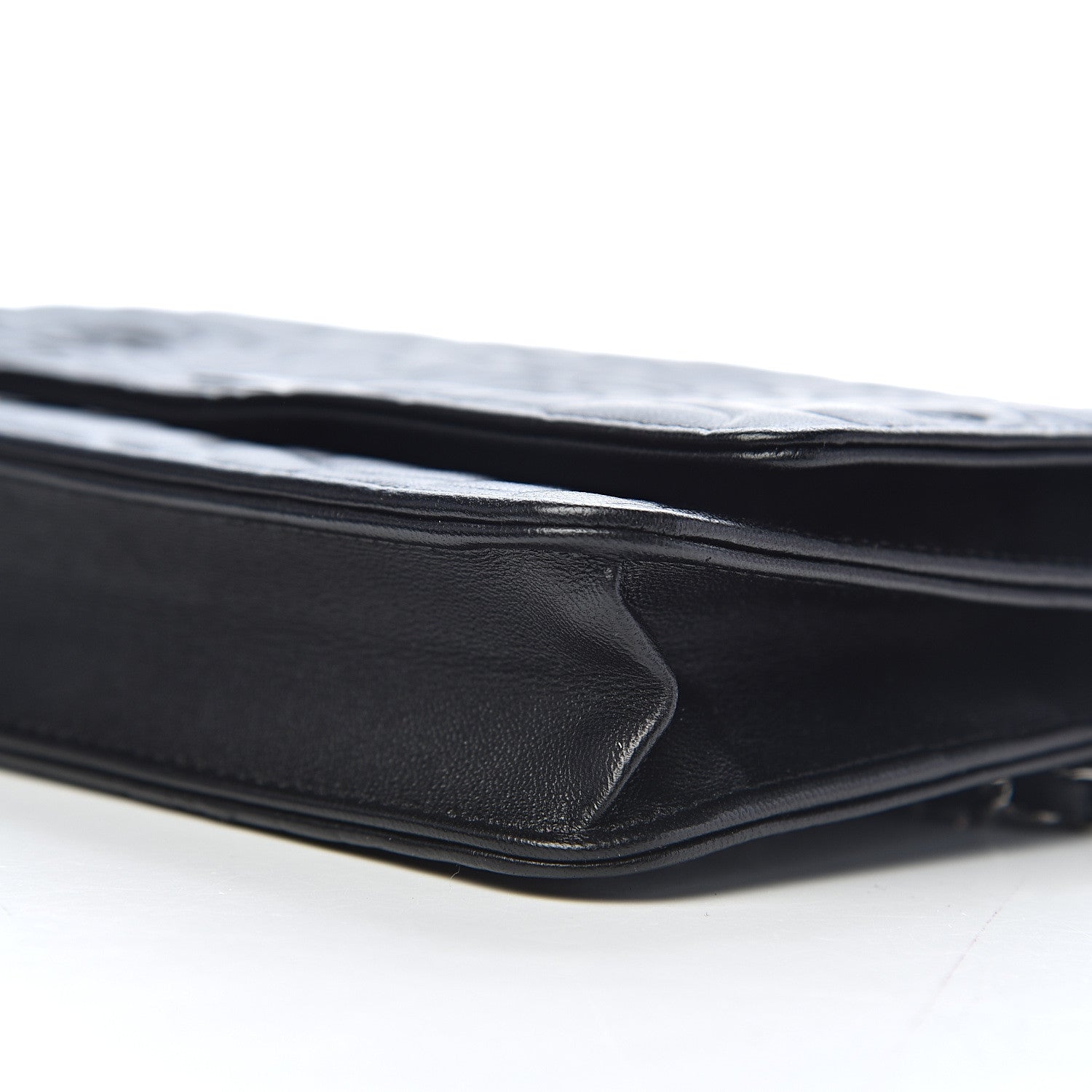 Chanel Lambskin Camellia Embossed Wallet on Chain WOC Black 9 of 11