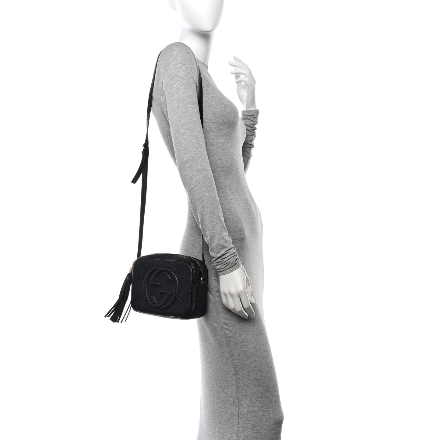 Pebbled Calfskin Small Soho Disco Bag Black