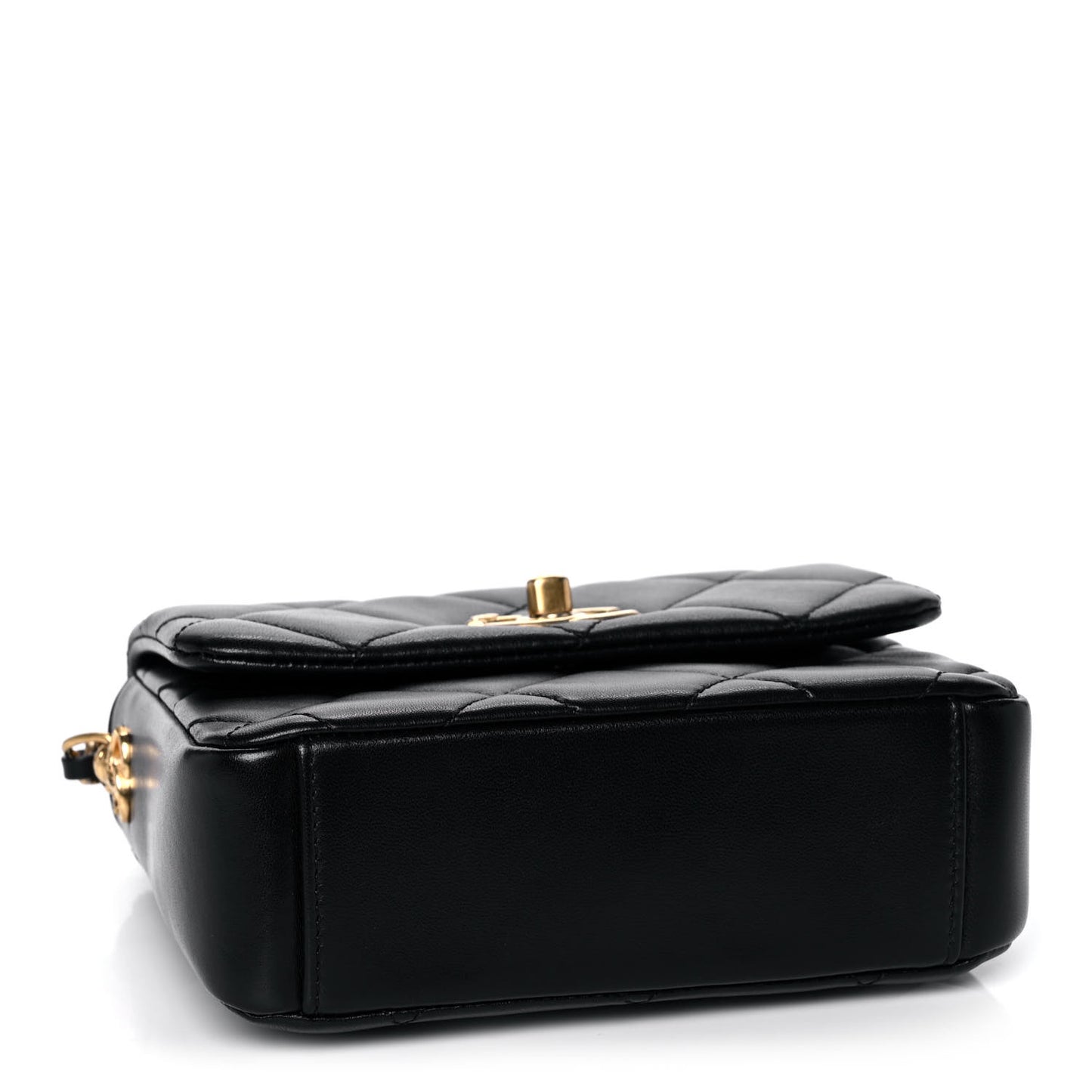 Lambskin Quilted Mini Side Note Flap Black