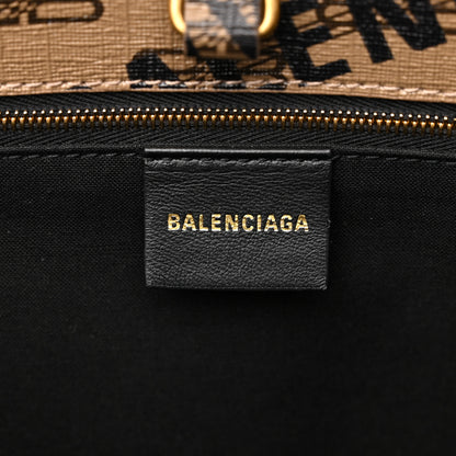 Balenciaga Coated Canvas BB Monogram Allover Logo Signature Tote Beige Brown Black 6 of 10