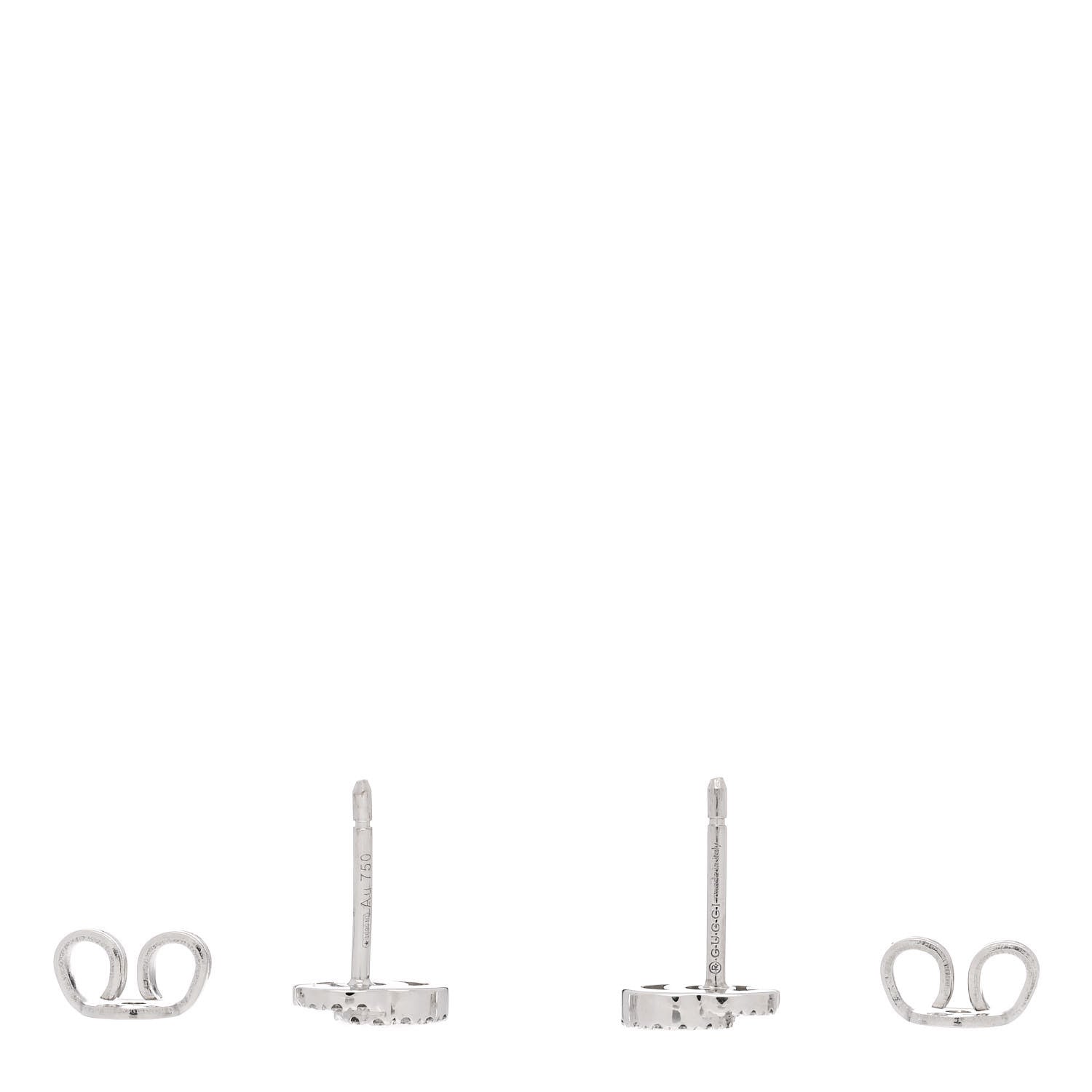 Gucci 18K White Gold Diamond Running G Earrings 3 of 6