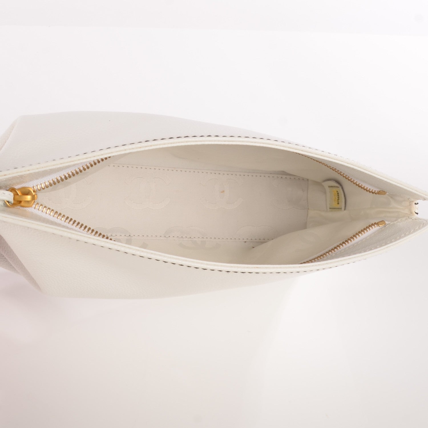 Chanel Caviar Resin CC Zip Clutch White 7 of 7