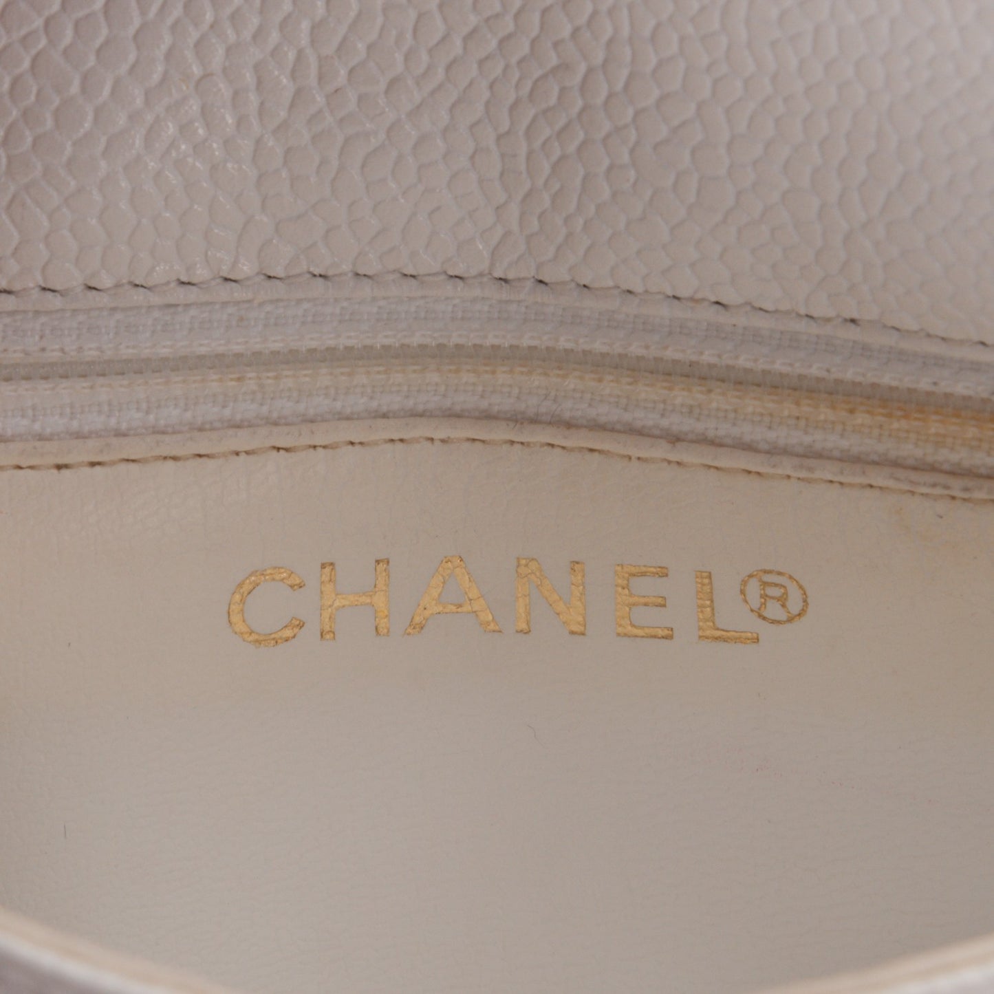 Caviar Chevron CC Shoulder Bag White