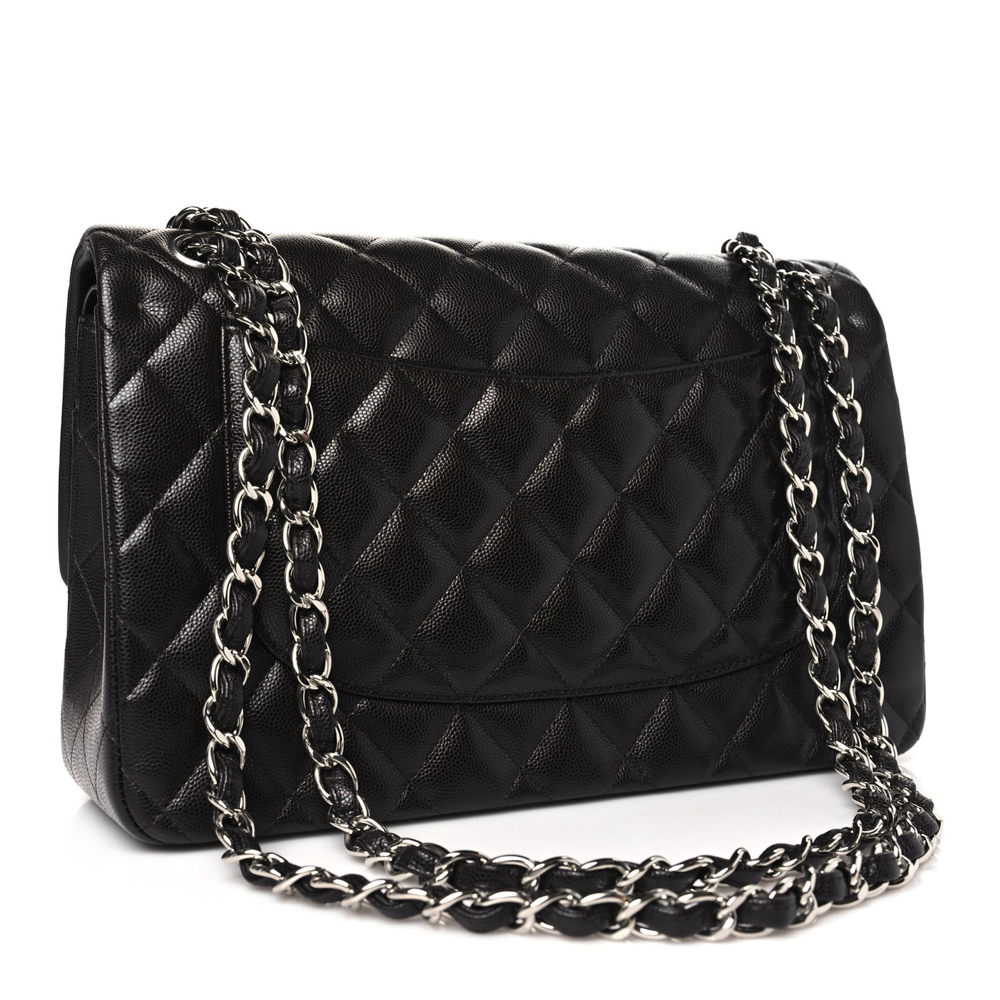 Caviar Quilted Jumbo Double Flap Dark Brown