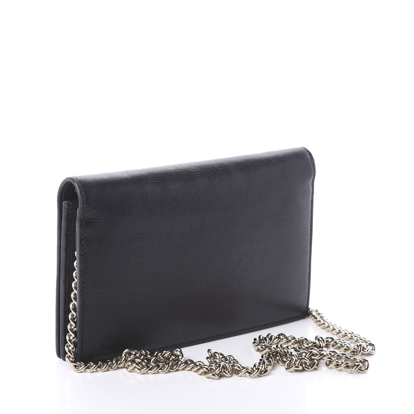 Textured Calfskin Medium Betty Chain Wallet Black