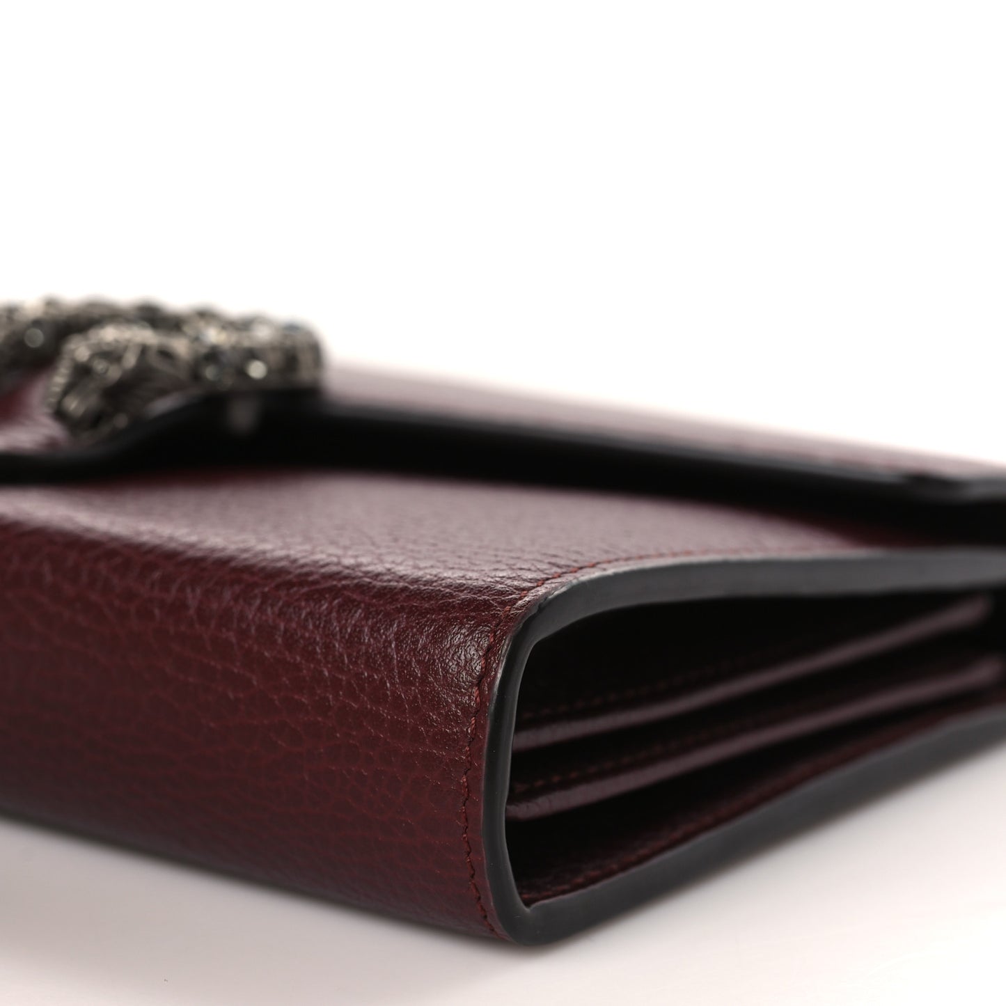 Dollar Calfskin Crystal Mini Dionysus Chain Wallet Vintage Bordeaux