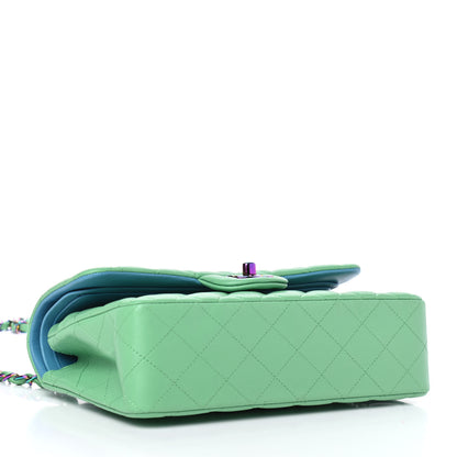 Chanel Lambskin Quilted Small Double Flap Green Blue 3 of 4
