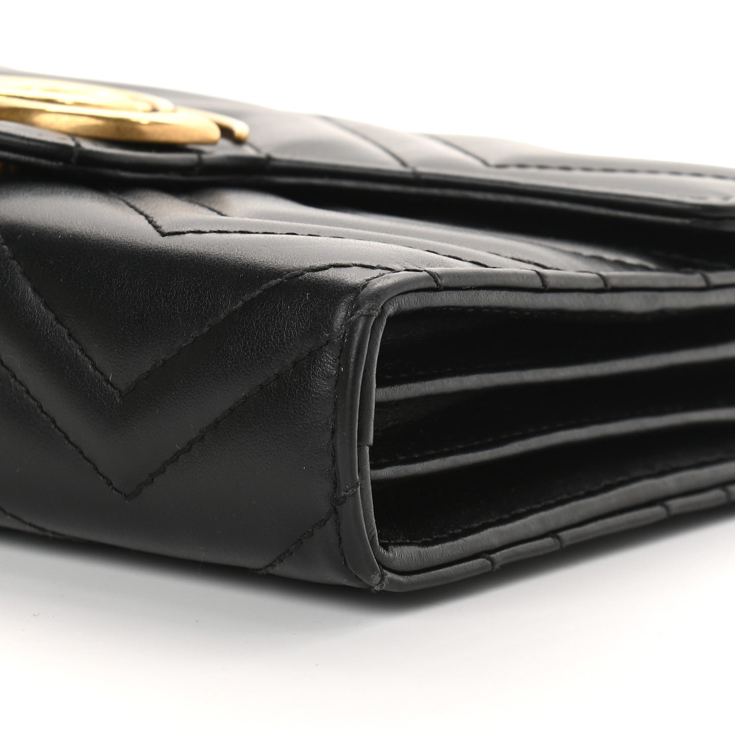 Calfskin Matelasse GG Marmont Chain Wallet Black