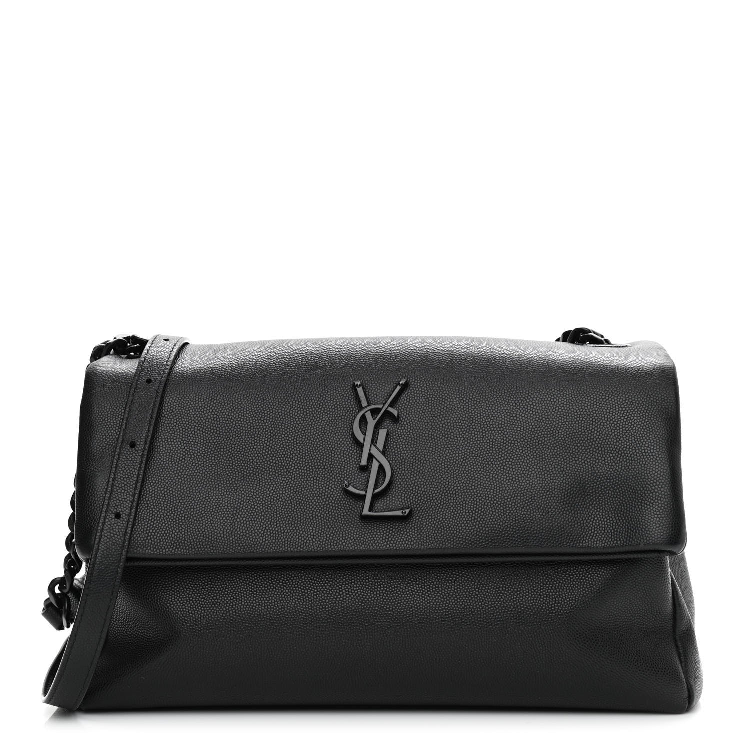 Saint Laurent Grain De Poudre Medium West Hollywood Monogram Fold-Over Black 1 of 11