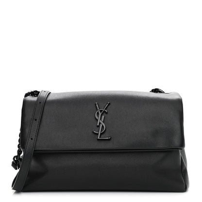 Saint Laurent Grain De Poudre Medium West Hollywood Monogram Fold-Over Black 1 of 11