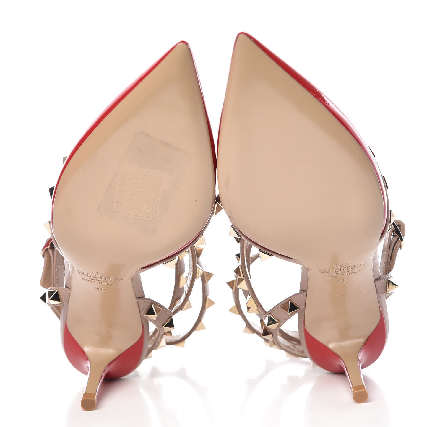 Patent Nappa Rockstud Ankle Strap 65mm Pumps 35 Rosso Valentino Poudre