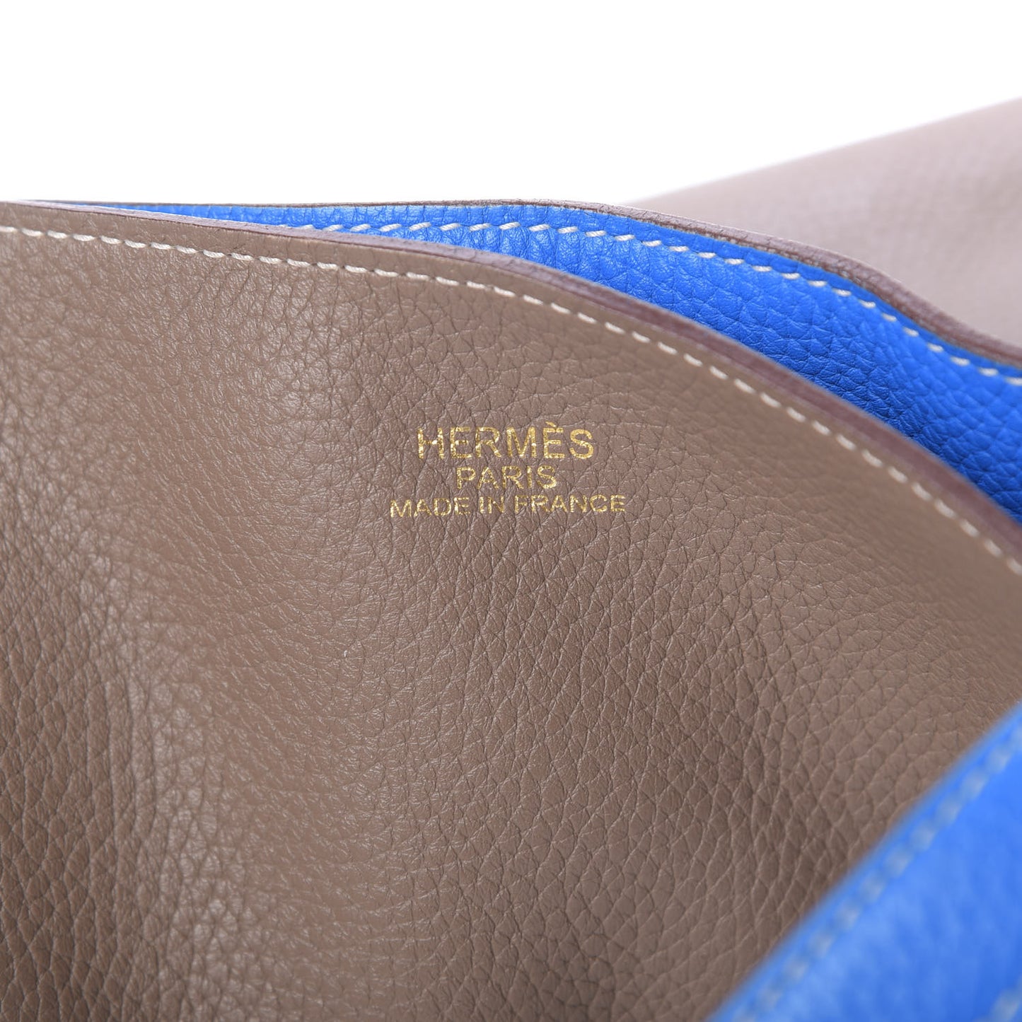 Taurillon Clemence Double Sens 45 Reversible Tote Bleu Hydra Etoupe