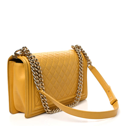 Chanel Lambskin Quilted New Medium Boy Flap Yellow 3 of 12