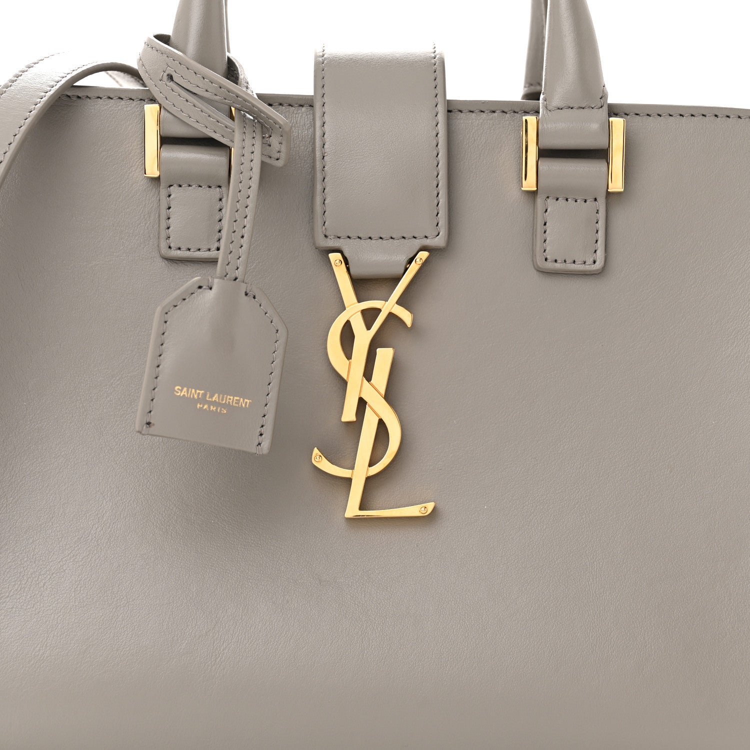 Saint Laurent Calfskin Monogram Baby Cabas Fog 8 of 12