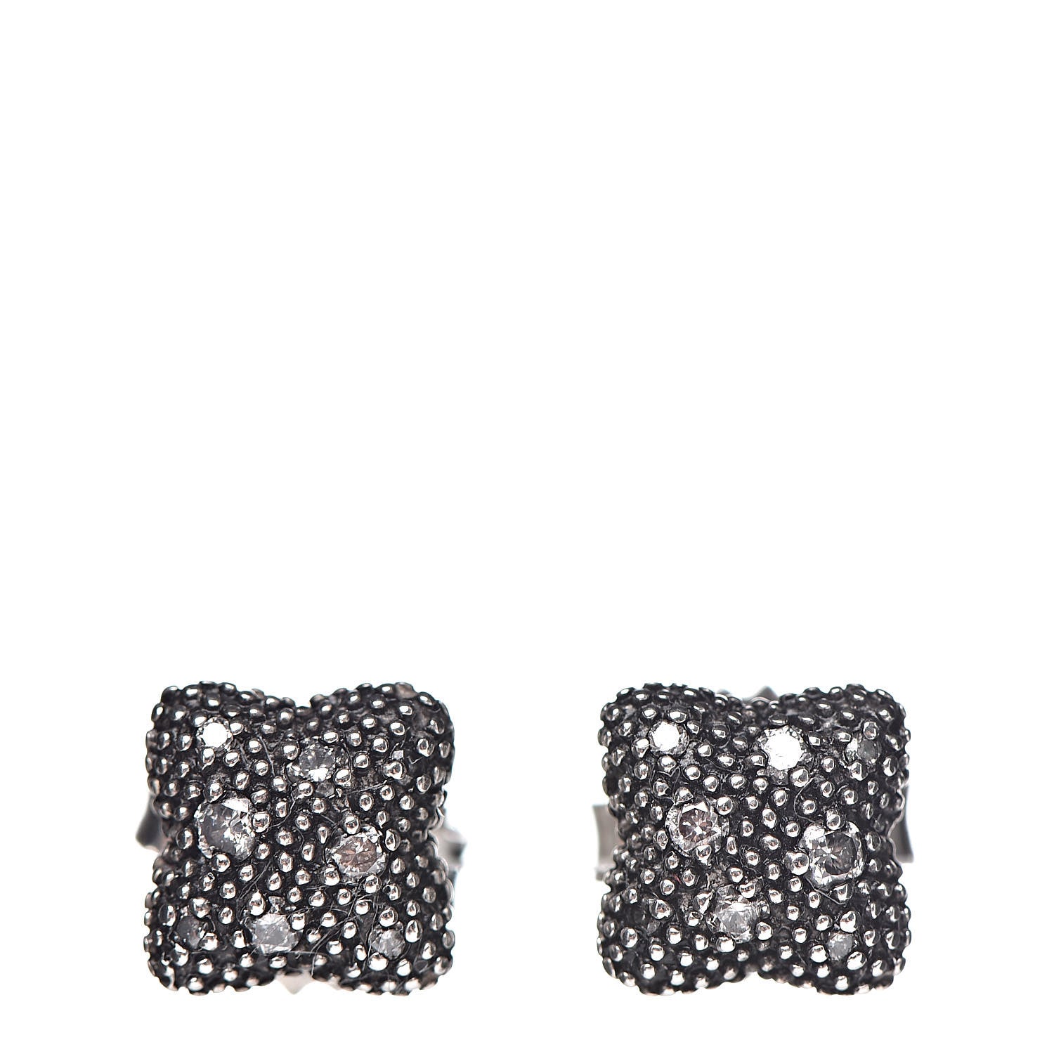 David Yurman Sterling Silver Diamond Midnight Melange Quatrefoil Earrings 1 of 5
