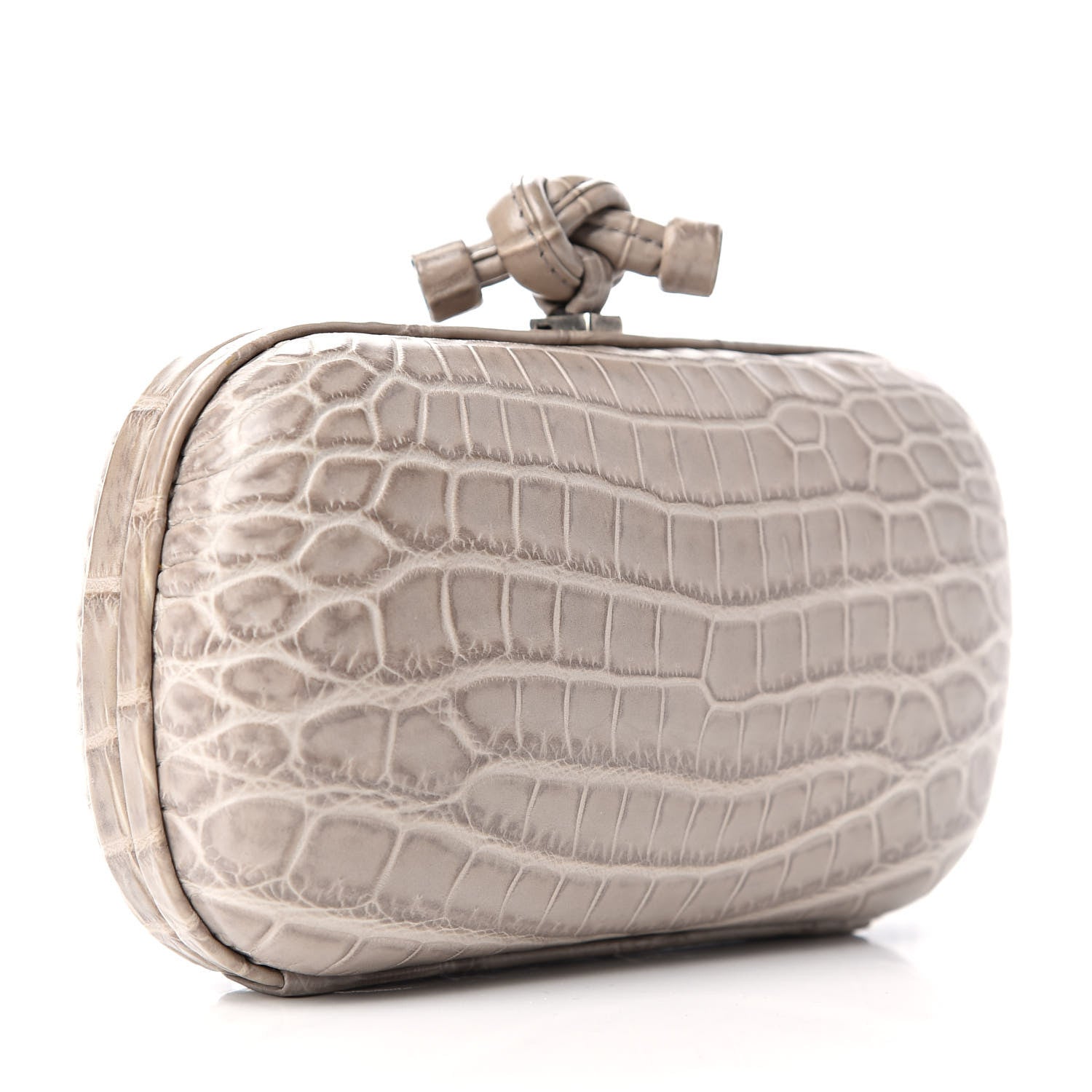 Bottega Veneta Crocodile Knot Clutch Stone 3 of 7