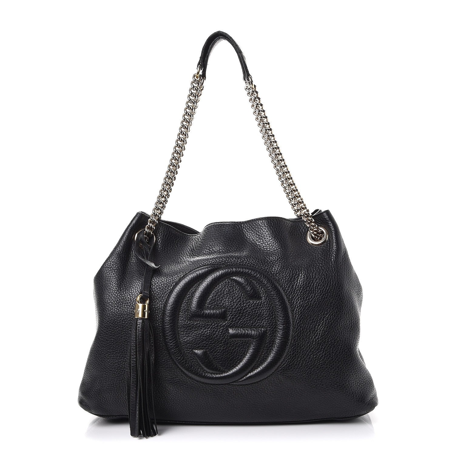 Gucci Pebbled Calfskin Medium Soho Chain Shoulder Bag Black 1 of 13
