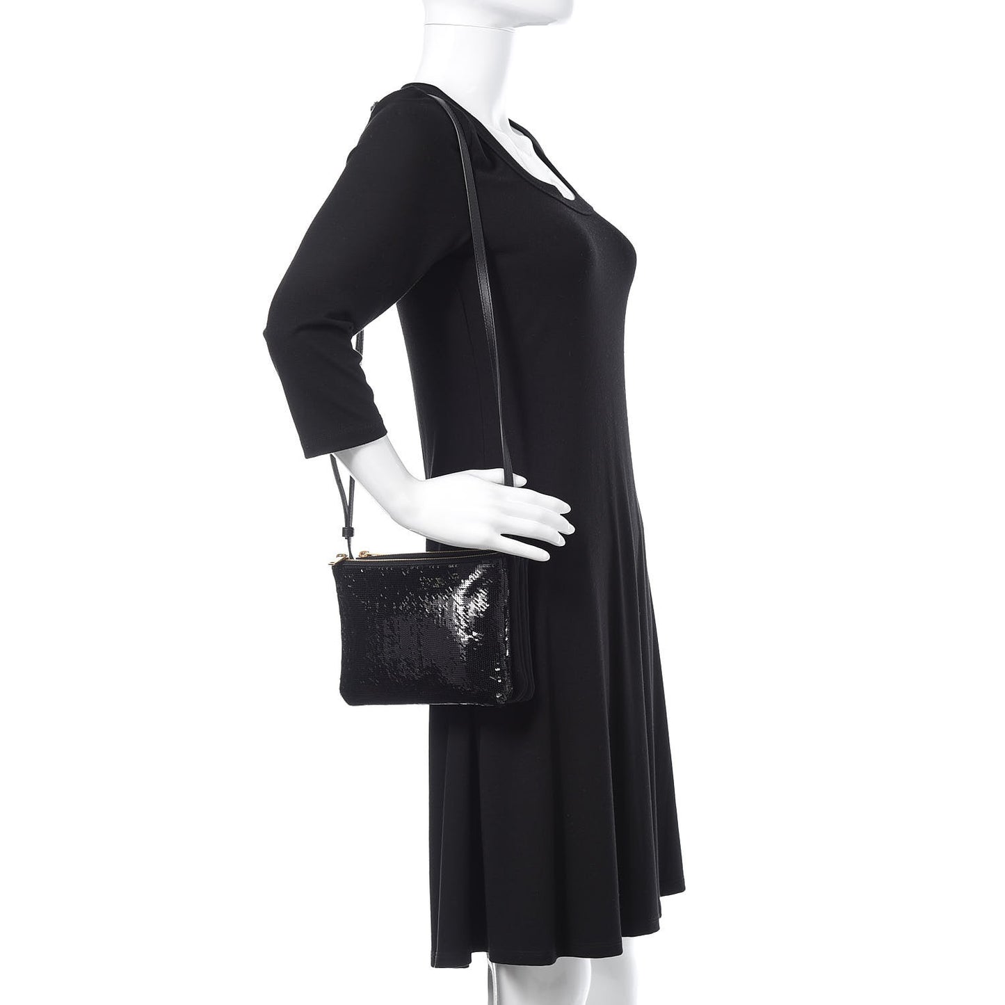 Sequin Small Trio Crossbody Bag Black