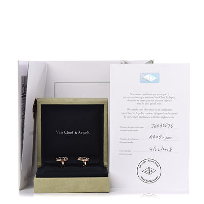 Van Cleef & Arpels 18K Rose Gold Letterwood Vintage Alhambra Earrings 5 of 5