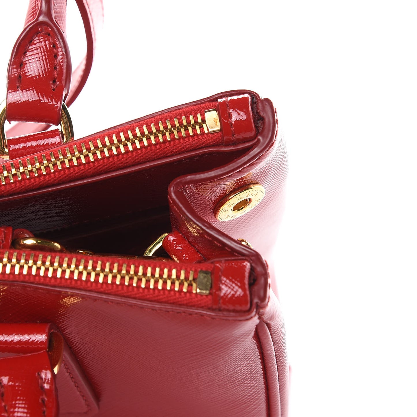 Saffiano Vernice Mini Galleria Double Zip Tote Rosso