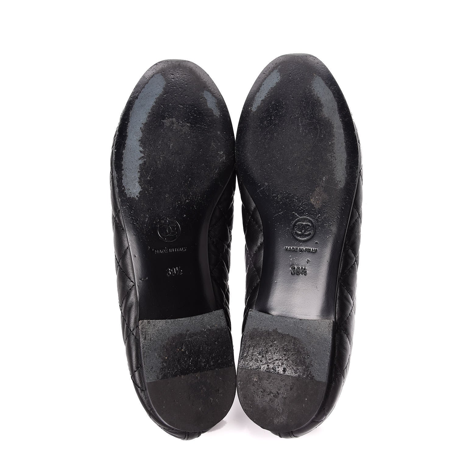 Chanel Aged Calfskin Quilted Cap Toe Ballerina Flats 39.5 Black 7 of 15