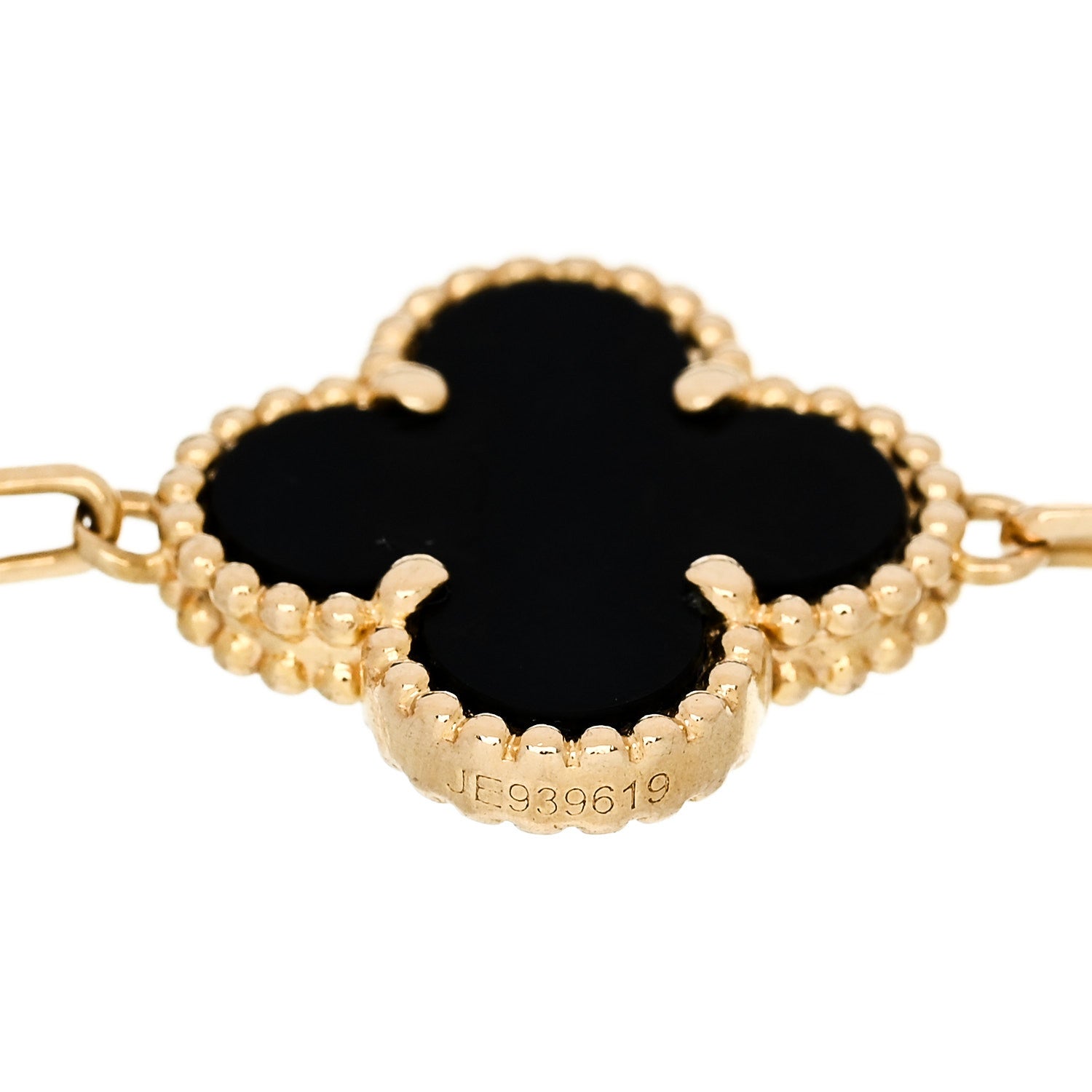 Van Cleef & Arpels 18K Yellow Gold Black Onyx 5 Motifs Vintage Alhambra Bracelet 4 of 5