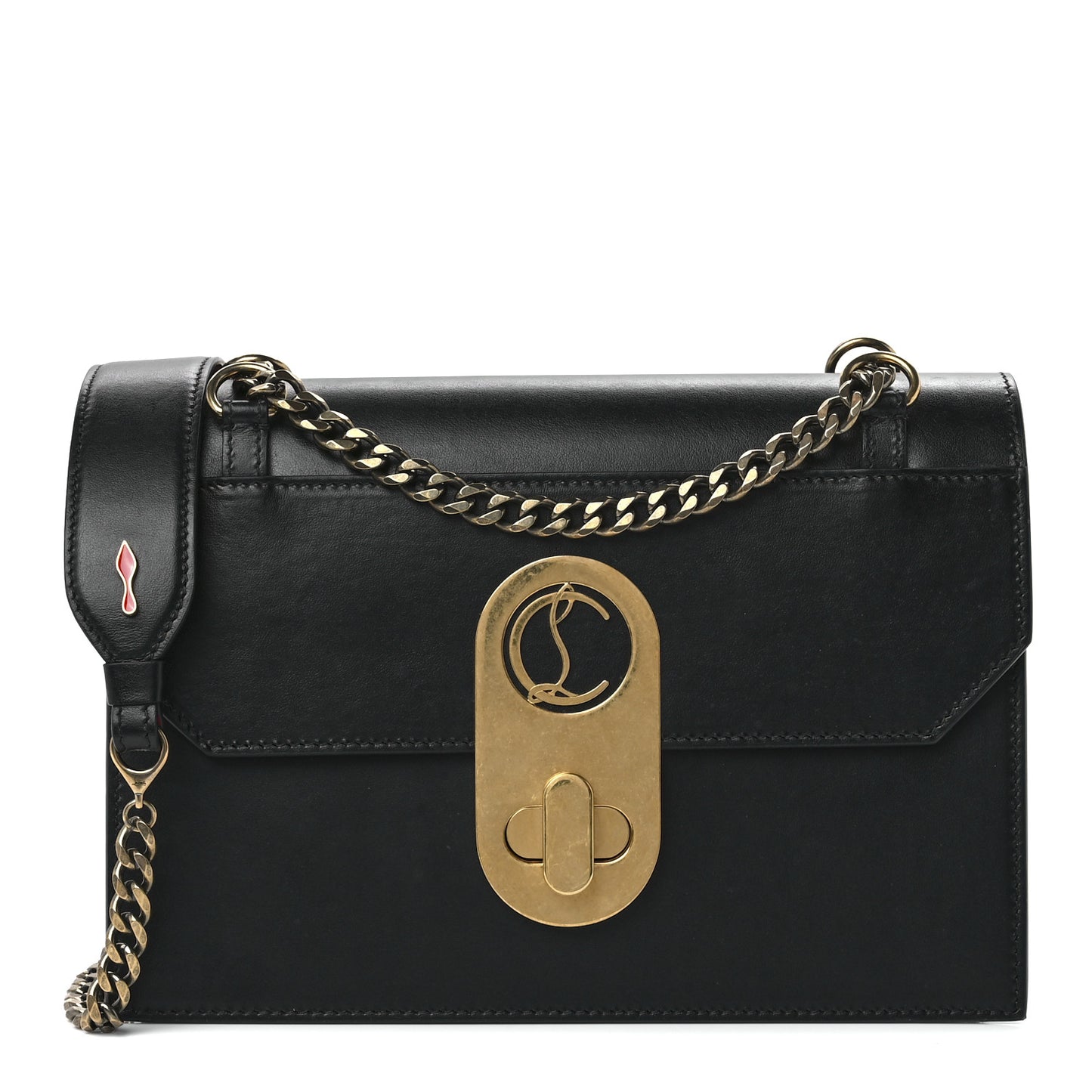 Calfskin Large Elisa Shoulder Bag Black