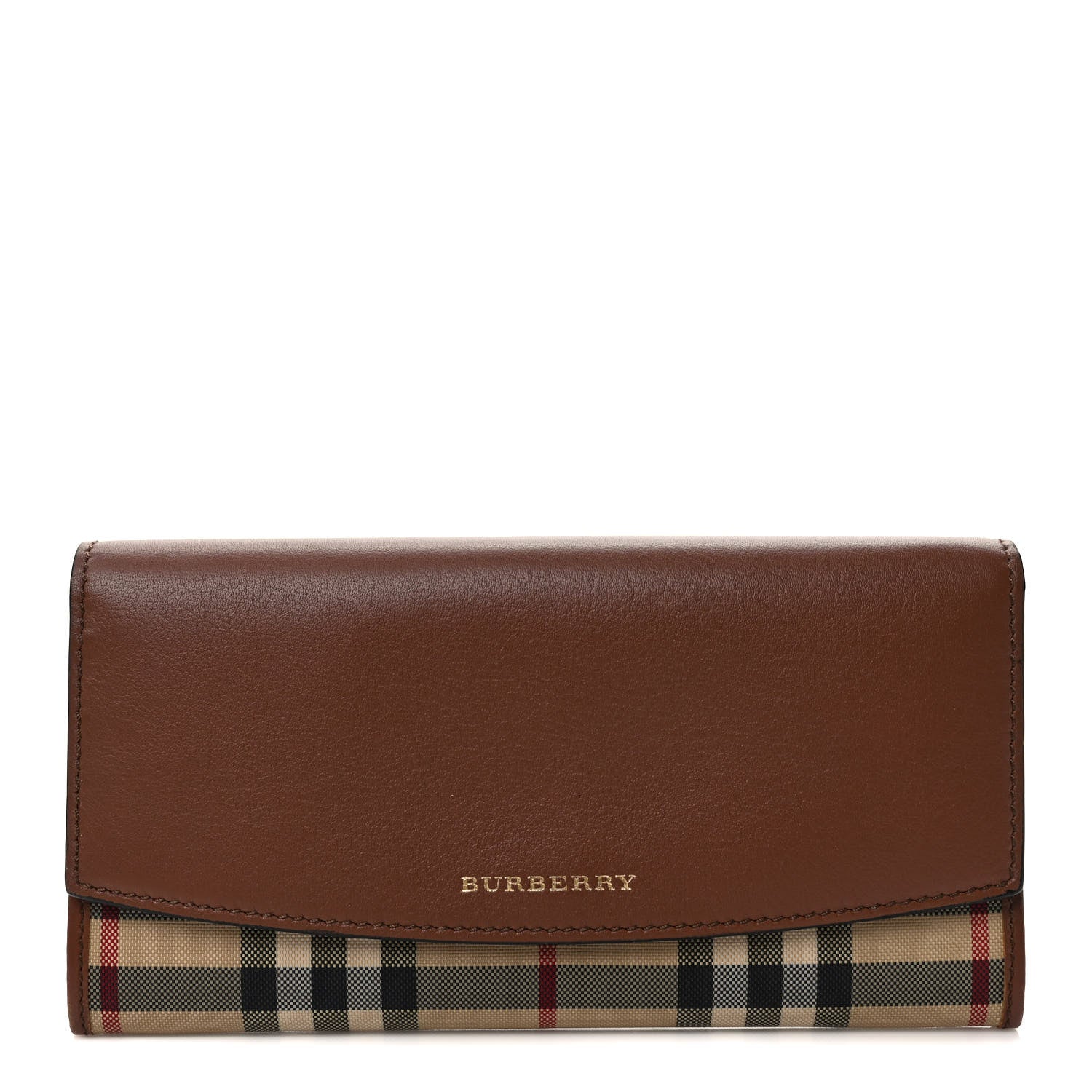 Burberry Calfskin Horseferry Check Porter Continental Wallet Tan 1 of 8