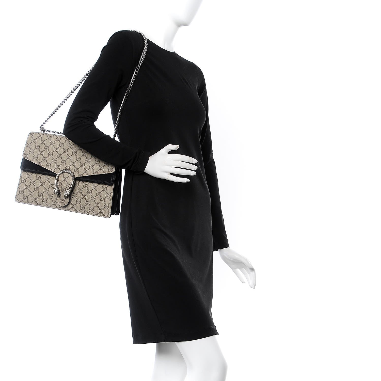 Gucci GG Supreme Monogram Medium Dionysus Shoulder Bag Black 2 of 11