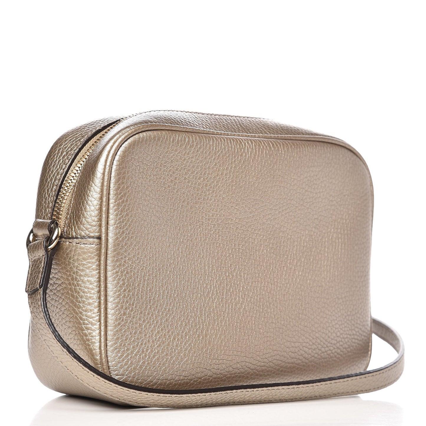Metallic Pebbled Calfskin Small Soho Disco Bag Golden Beige