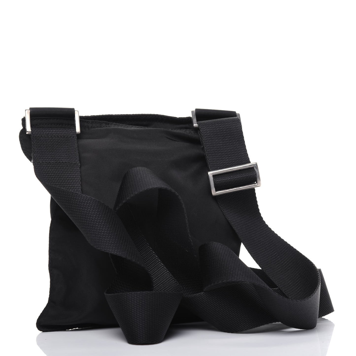 Tessuto Nylon Saffiano Flat Messenger Bag Black