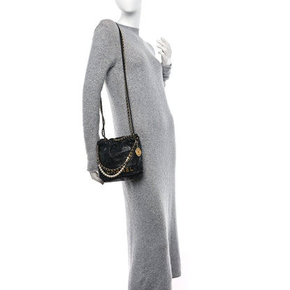 Chanel Shiny Crumpled Calfskin Quilted Pearl Mini Chanel 22 Black 2 of 11
