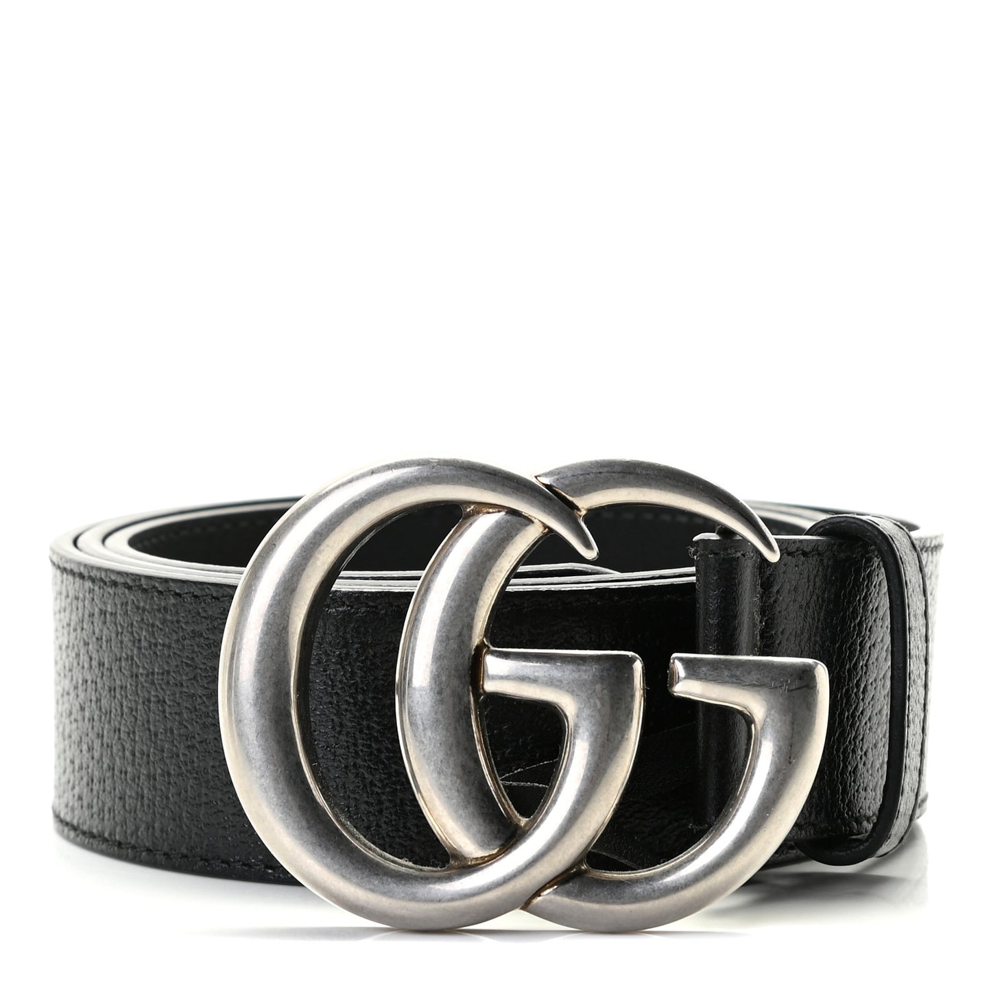 Textured Dollar Calfskin Nickel Double G 40mm Belt 90 36 Black