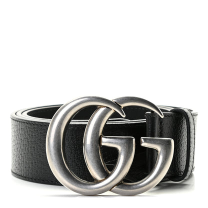 Gucci Textured Dollar Calfskin Nickel Double G 40mm Belt 90 36 Black 1 of 4