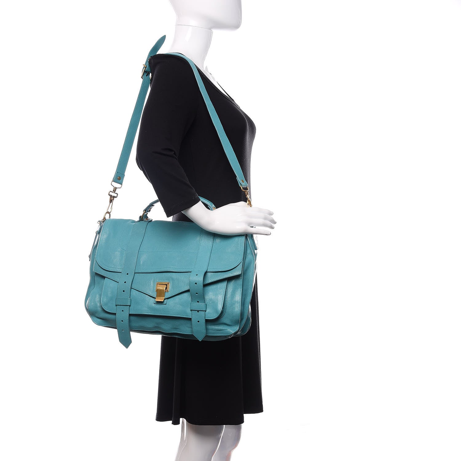 Proenza Schouler Lambskin Large PS1 Satchel Lagoon 2 of 16