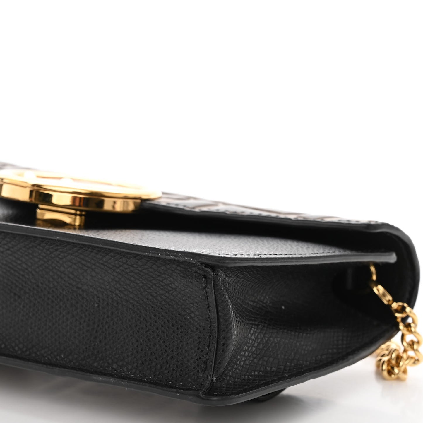Vitello Liberty F is Fendi Bi-Color FF 1974 Embossed Envelope Belt Bag Maya Black