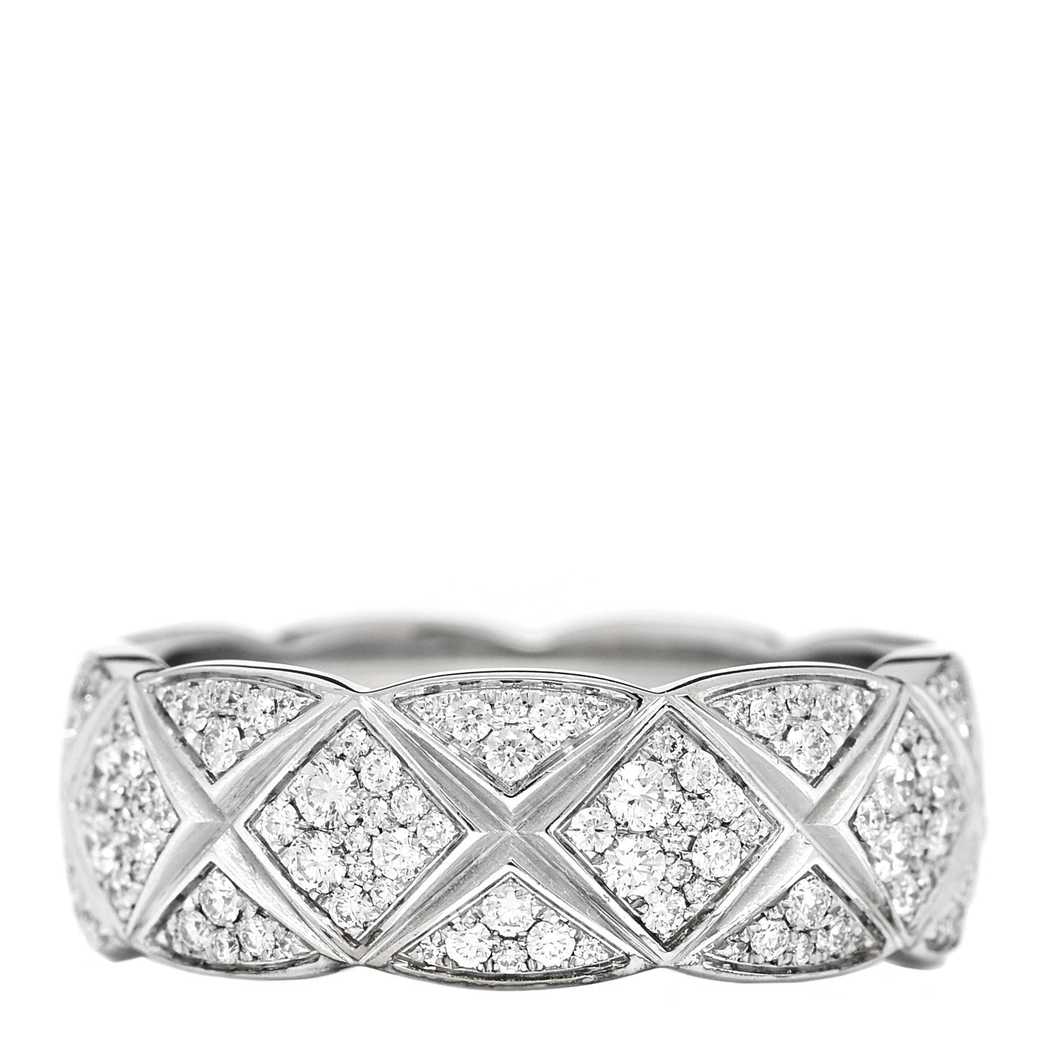 Chanel 18K White Gold Diamond Small Coco Crush Pave Ring 50 5.5 1 of 6