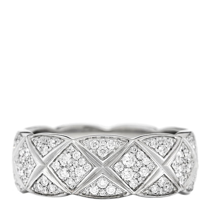 Chanel 18K White Gold Diamond Small Coco Crush Pave Ring 50 5.5 1 of 6